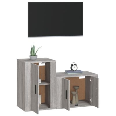 vidaXL Комплект ТВ шкафове от 2 части, сив сонома, инженерно дърво