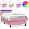 vidaXL Боксспринг легло с матрак и LED, розово, 120x220 см, кадифе
