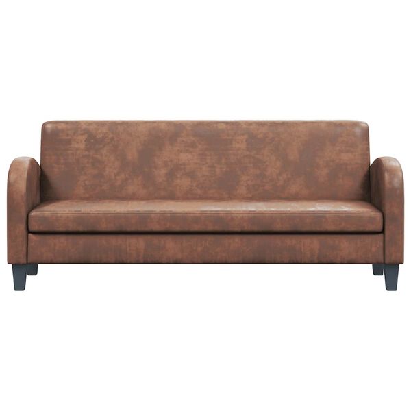 vidaXL Триместен диван, изкуствен велур, кафяв