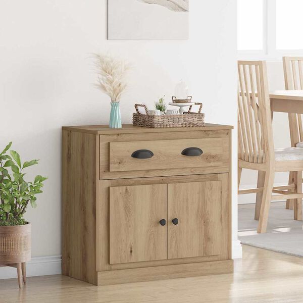 vidaXL Висок шкаф с чекмедже Дъб 70 x 35,5 x 67,5 см Инженерно дърво