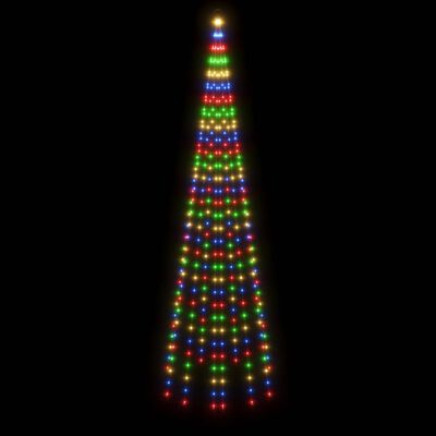 vidaXL Коледна елха на флагщок, цветно, 310 LED, 300 см