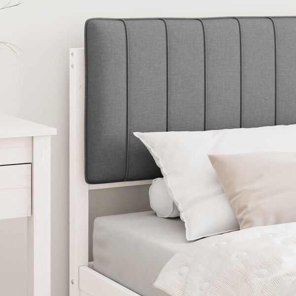 vidaXL Леглова рамка с тапицирана гръбна част Светлосиво 90 x 190 cm