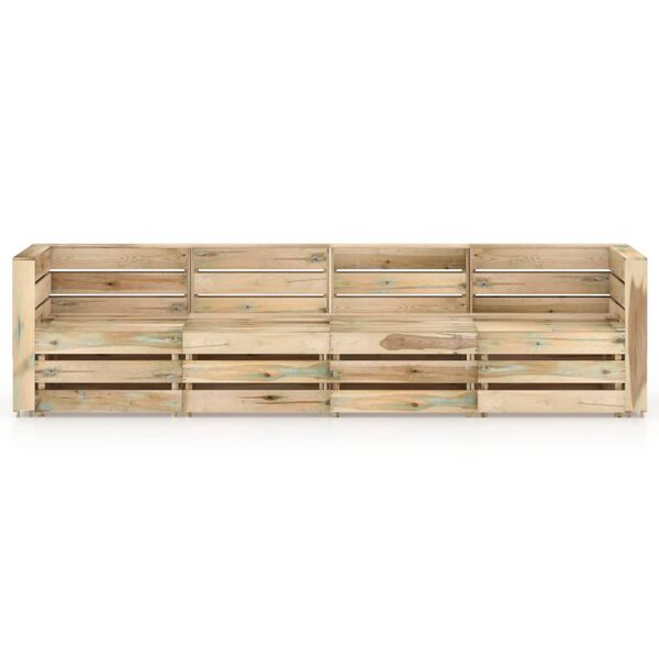 vidaXL 4-местен градински диван, зелено импрегниран бор