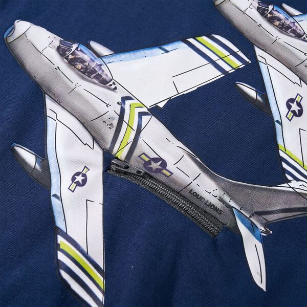 Детска тениска с дълъг ръкав, тъмносиня, 92