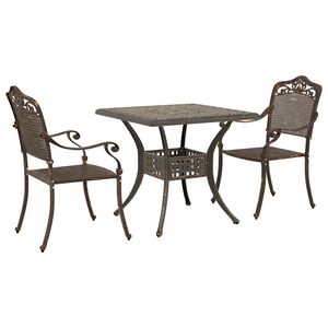 vidaXL Комплект градинска маса 3 pcs Бронзов Лят алуминий