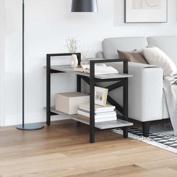 vidaXL Рафт за книги Сив Сонома 100 x 33,5 x 64 см Инженерно дърво