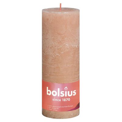 Bolsius Рустик колонни свещи Shine, 4 бр, 190x68 мм, мъгливо розово