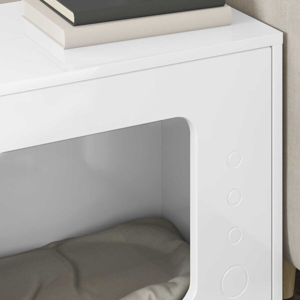 vidaXL Къща за котки Гланц бяло 51 x 30 x 42,5 см Инженерно дърво