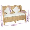 vidaXL 2-местен диван, естествен ратан и лен