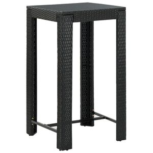 vidaXL Градинска бар маса, черна, 60,5x60,5x110,5 см, полиратан