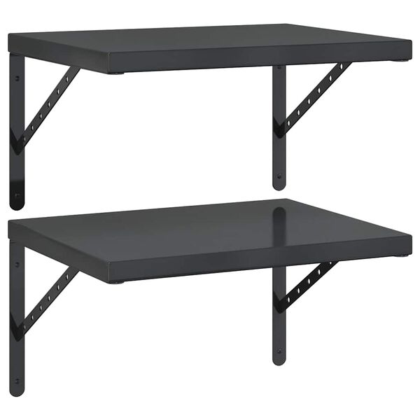 vidaXL Стенни рафтове 2 бр 50x40 см черни неръждаема стомана