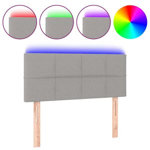 vidaXL LED горна табла за легло, светлосива, 80x5x78/88 см, плат