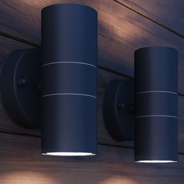 vidaXL Външни LED лампи, 2бр, неръждаема стомана, насочени горе/долу