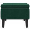 vidaXL Табуретка с дървени крака, тъмнозелена, кадифе