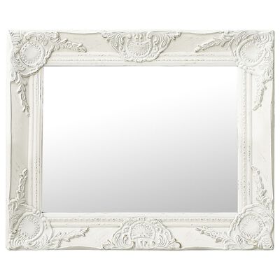 vidaXL Стенно огледало, бароков стил, 50x40 см, бяло