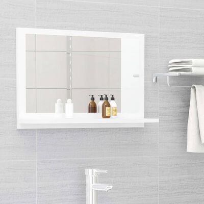 vidaXL Огледало за баня, бял гланц, 60x10,5x37 см, ПДЧ