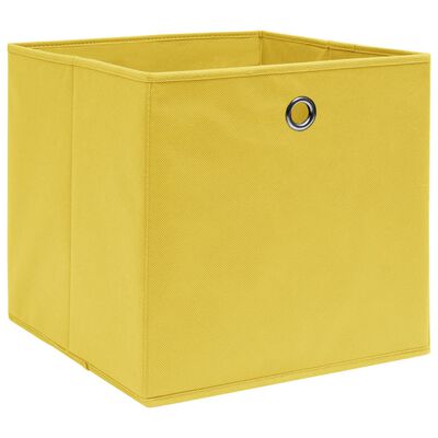 vidaXL Кутии за съхранение 4 бр жълти 32x32x32 см плат