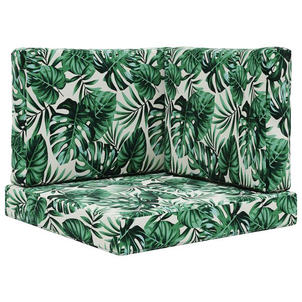 vidaXL Възглавница за диван на открито 3 pcs Мотив с листа Полиестер