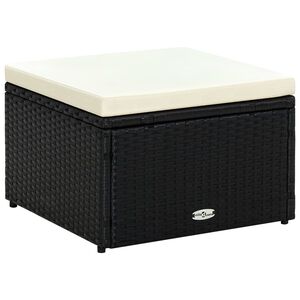 vidaXL Табуретка за крака - отоманка, от полиратан, 53x53x30 cм, черен
