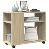 vidaXL Странична маса с колела дъб сонома 70x35x60 см инженерно дърво