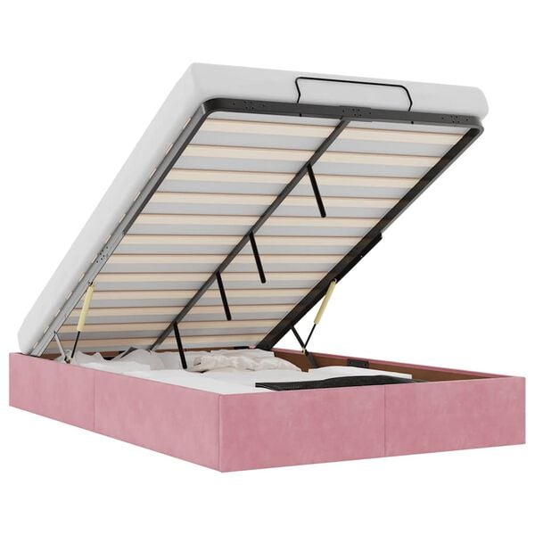 vidaXL Османска рамка за легло без матрак, розова, 120x190 см, кадифе