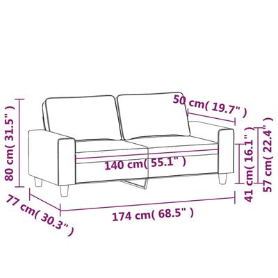 vidaXL 2-местен диван, Тъмносив, 140 см, микрофибърен плат