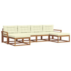 vidaXL Комплект дивани за открито 6 pcs Натурален и Крема