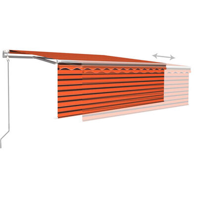 vidaXL Автоматично прибиращ се сенник с щора, 4x3 м, оранжево-кафяв