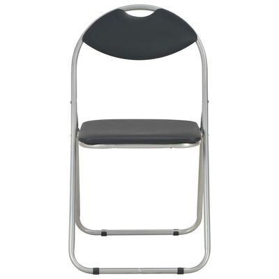 vidaXL Сгъваеми трапезни столове, 2 бр, черни, изкуствена кожа
