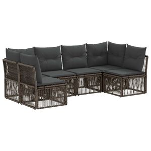 vidaXL Градински Софа Комплект 6 pcs Сиво полиратан