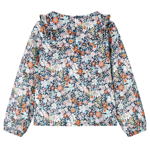 Детска риза с дълъг ръкав, тъмносиньо, 140