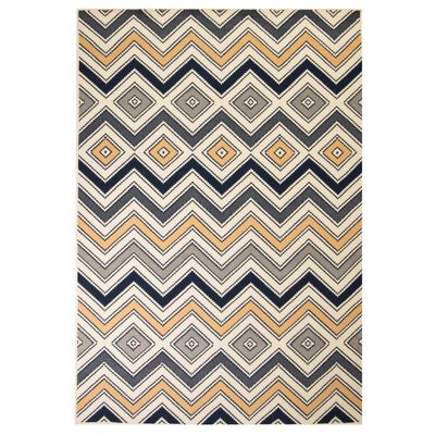 vidaXL Модерен килим, зигзаг дизайн, 160x230 см, кафяво/черно/синьо