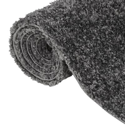 vidaXL Шаги килим с дълъг косъм, антрацит, 120x170 cm
