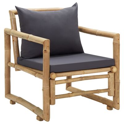vidaXL Градински столове с възглавници, 2 бр, бамбук