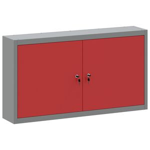 vidaXL Шкаф за инструменти с рафт Червен и сив 100 x 20 x 55 см