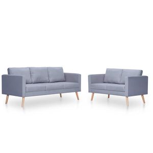 vidaXL Комплект дивани, 2- и 3- местен, тапицерия от плат, светлосив