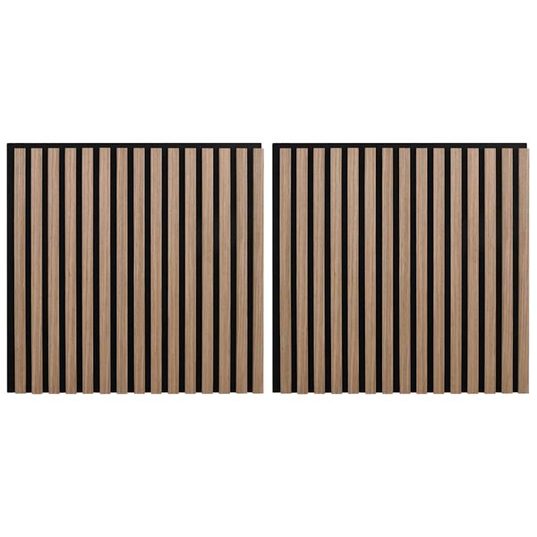 vidaXL Акустични стенни панели 2 бр. с ламели 60,5x60 см Дъбов фурнир