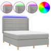 vidaXL Боксспринг легло с матрак и LED, светлосиво, 140x190 см, плат
