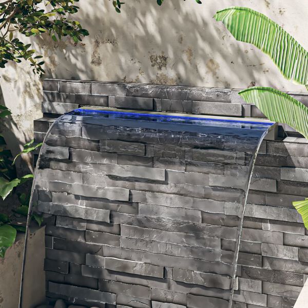 vidaXL Преливник за водопад с RGB LED, неръждаема стомана, 108 см