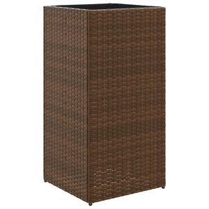 vidaXL Градински плантер, кафяв, 40x40x80 см, полиратан