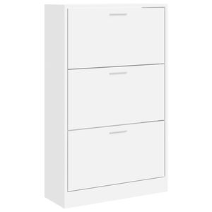 vidaXL Шкаф за обувки, бял, 63x24x103 см, инженерно дърво