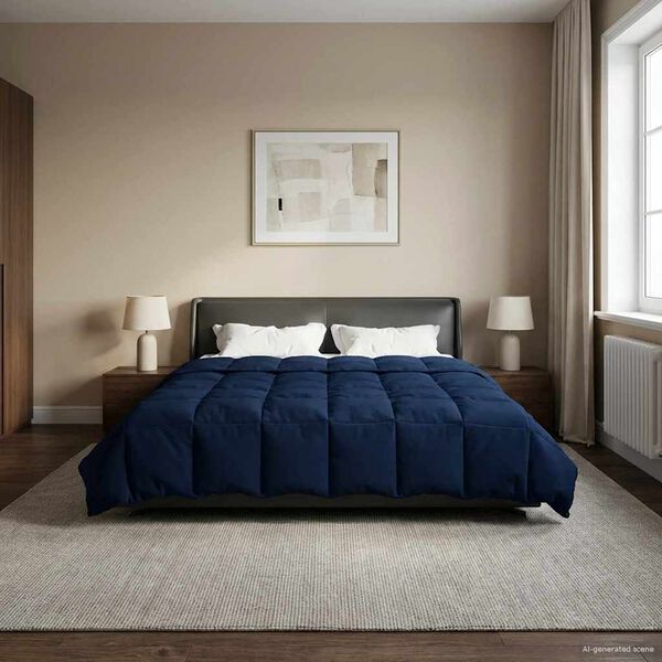 vidaXL Зимен юрган Патичено Тъмен син 200 x 200 cm Микрофибър