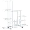 vidaXL Цветарник на колела, 94,5x25x92,5 см, бял, метал