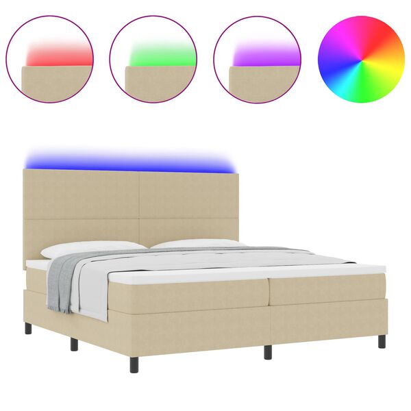 vidaXL Легло с пружинирана основа Светлосив и бял 203 x 200 x 128 см