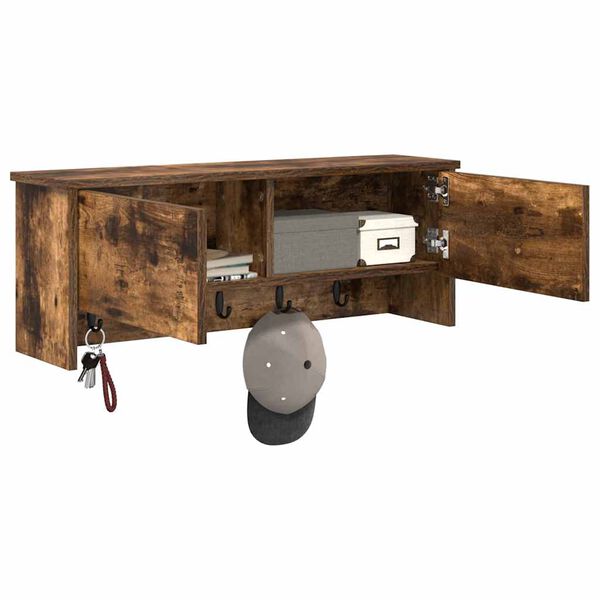 vidaXL Стенен закачалка за палта с рафт Димян дъб 80 x 20 x 30 cm