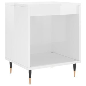vidaXL Нощно шкафче, бял гланц, 40x35x50 см, инженерно дърво