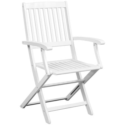 vidaXL Сгъваеми градински столове, 2 бр, акация масив, бели