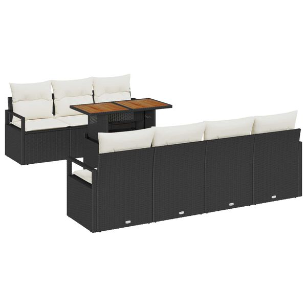 vidaXL Градински Софа Комплект със съхранение 8 pcs Черно Полиратан