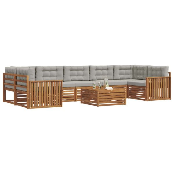 vidaXL Комплект дивани за открито 8 pcs Естествено и светло сиво