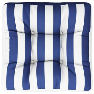 vidaXL Палетна възглавница синьо-бяло райе 50x50x12 см плат